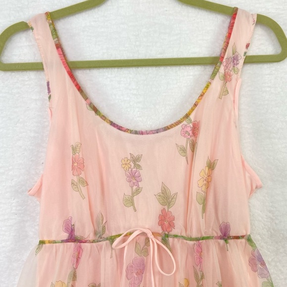 Vintage house dress floral flowers garden party lined netted maxi dress. Large - Picture 2 of 14